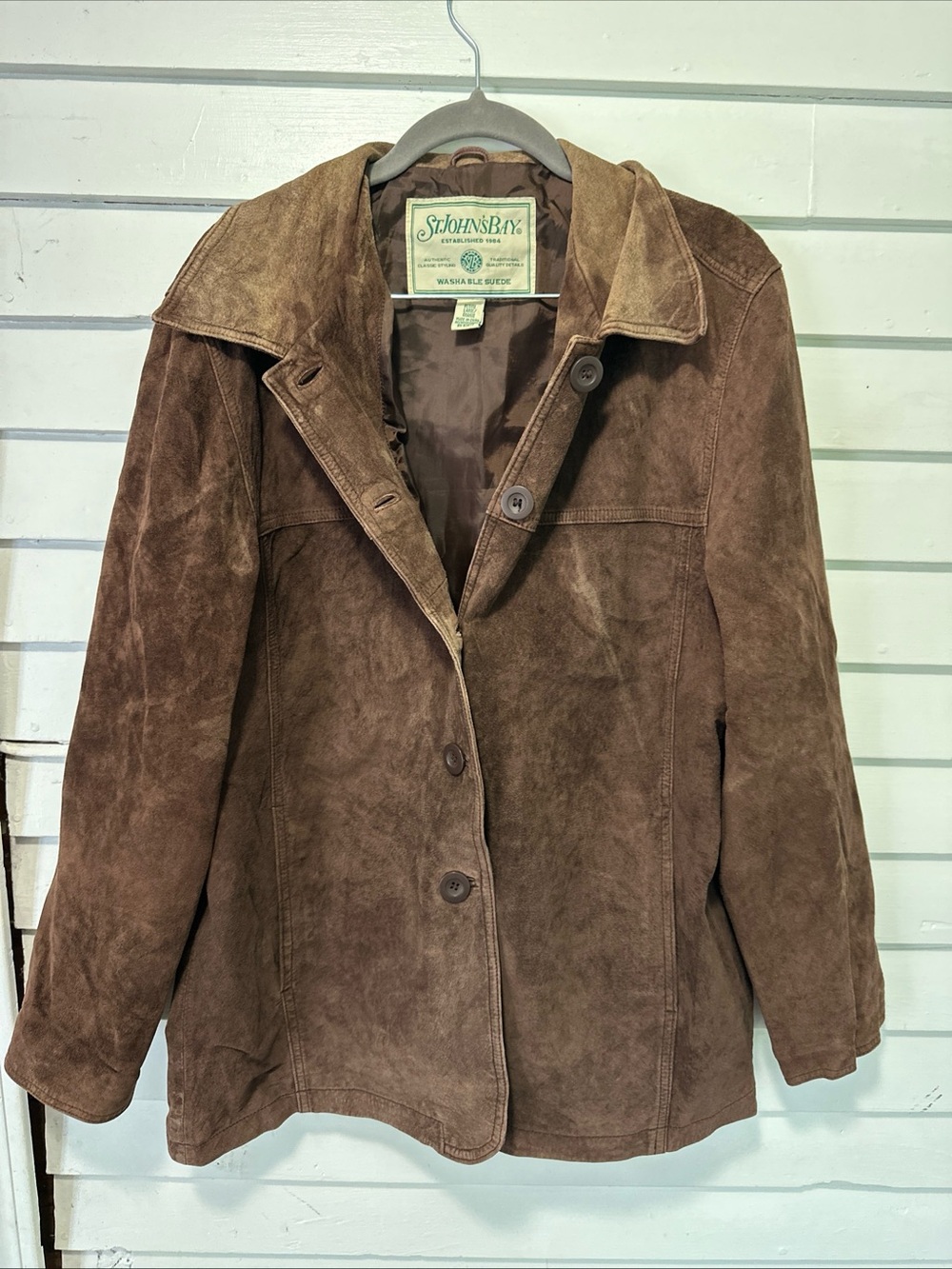 St. John's Bay Women's Brown Suede Button-Front Jacket vintage